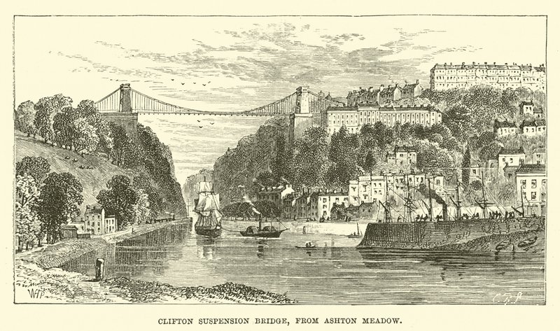Puente Colgante de Clifton, desde Ashton Meadow de English School