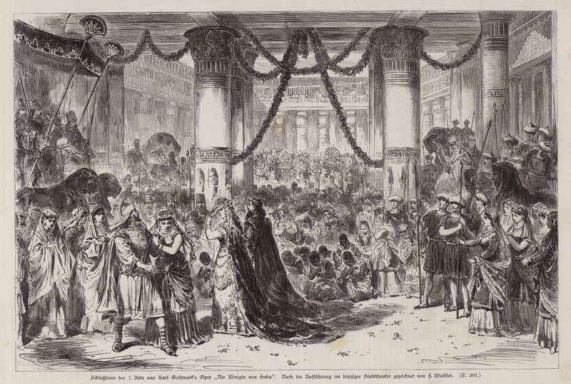 Escena final del Acto I de la ópera Die Königin von Saba (La Reina de Saba) de Karl Goldmark, representada en el Leipziger Stadttheater, Alemania de English School