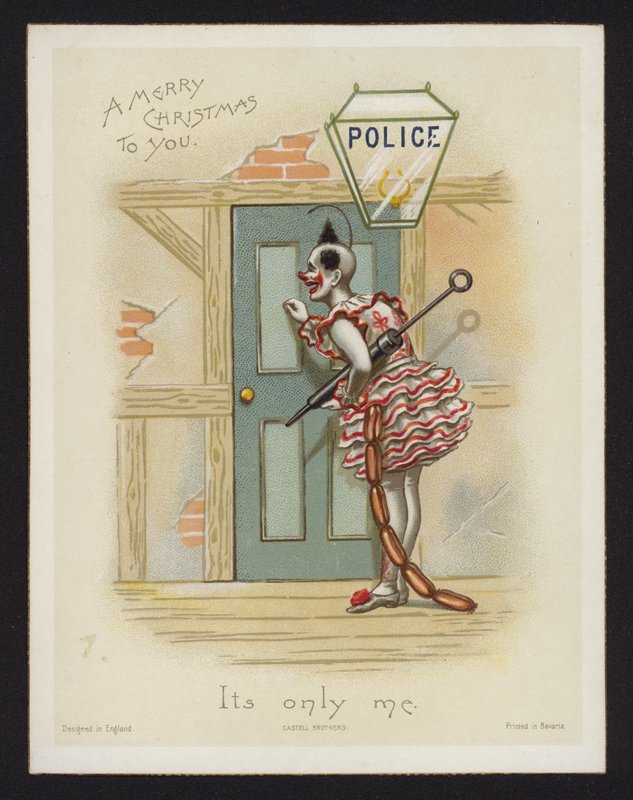 Payaso llamando a la puerta de una comisaría de English School