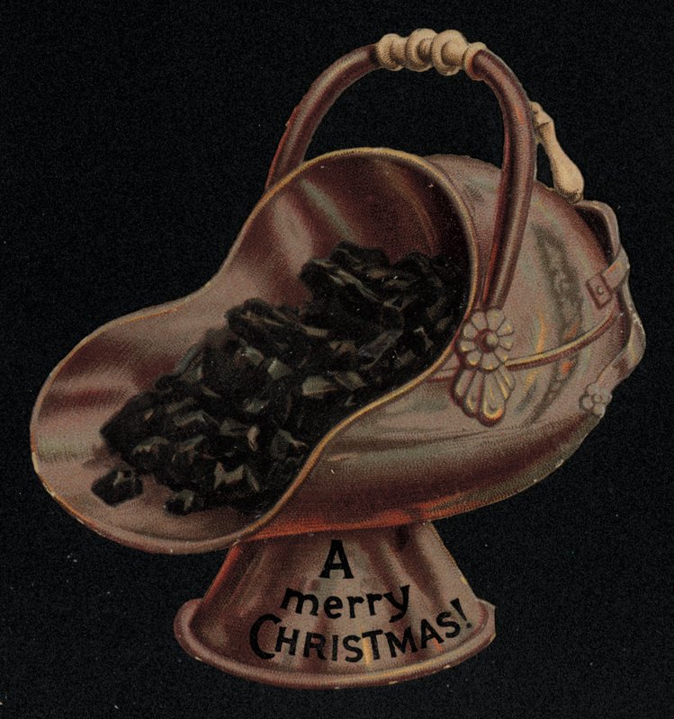 Cubo de carbón, tarjeta de felicitación de Navidad de English School