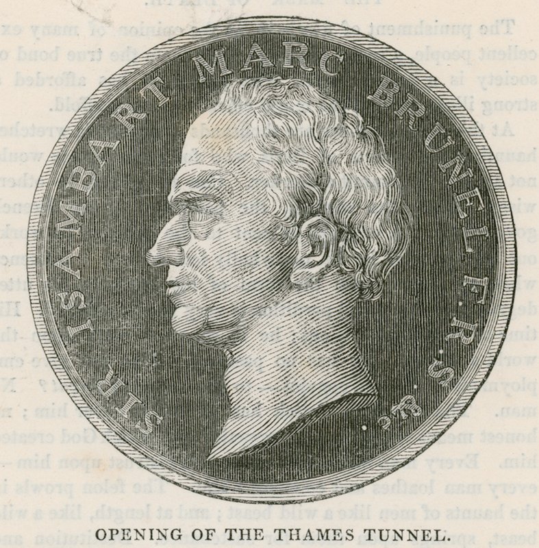 Moneda emitida en la inauguración del túnel del Támesis de English School