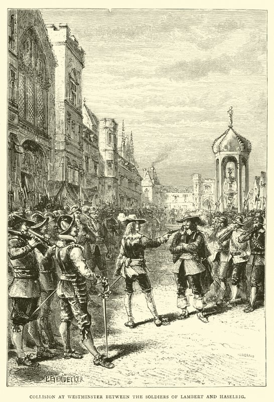 Colisión en Westminster entre los soldados de Lambert y Haselrig de English School