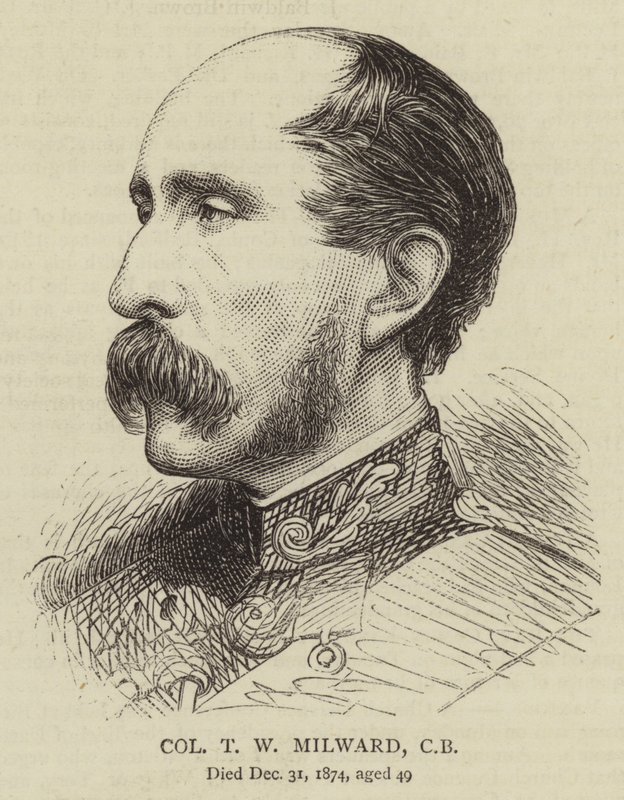 Coronel T W Milward, CB (grabado) de English School