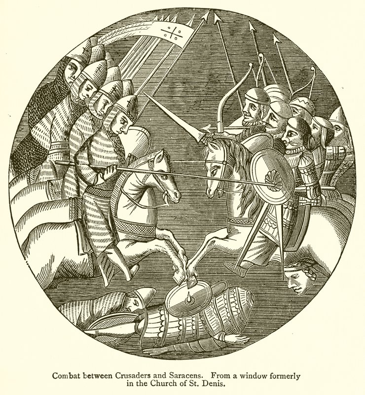 Combate entre cruzados y sarracenos de English School