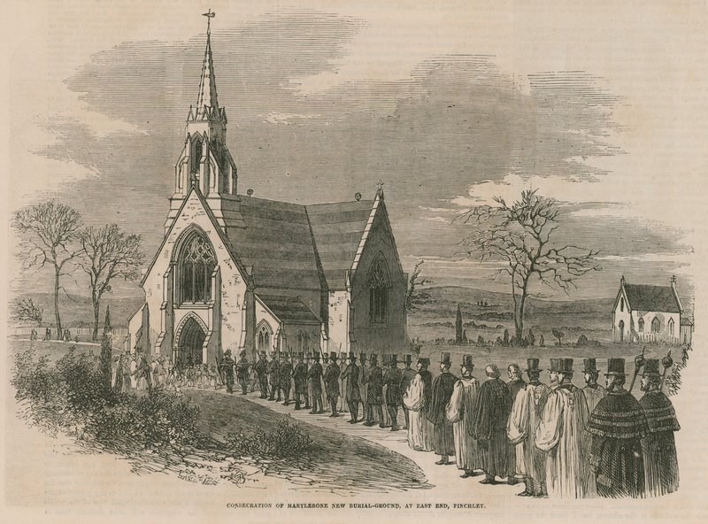 Consagración del nuevo cementerio de Marylebone de English School