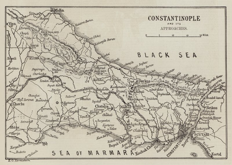 Constantinopla y sus accesos (grabado) de English School