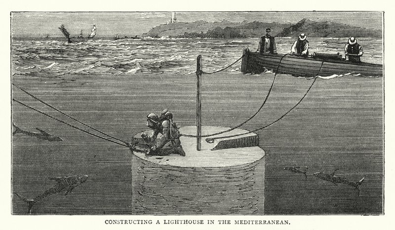 Construcción de un faro en el Mediterráneo de English School