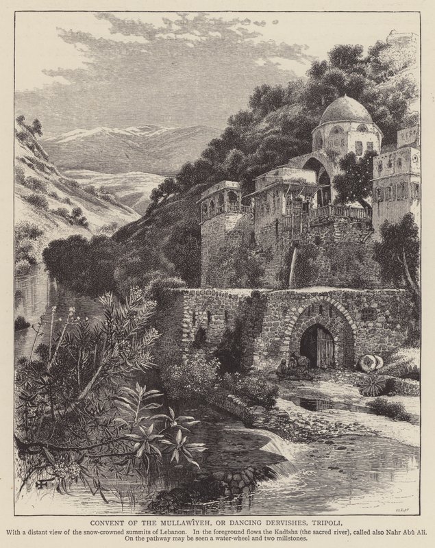 Convento de los Mullawiyeh, o Derviches Danzantes, Trípoli (grabado) de English School