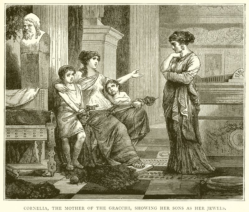Cornelia, la madre de los Gracos, mostrando a sus hijos como sus joyas de English School