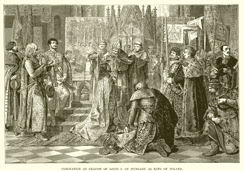 Coronación en Cracovia de Luis I de Hungría como rey de Polonia de English School