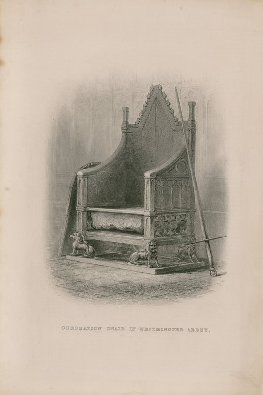 Silla de coronación en la Abadía de Westminster de English School