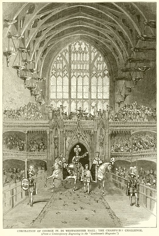 Coronación de Jorge IV en Westminster Hall: El desafío del campeón de English School