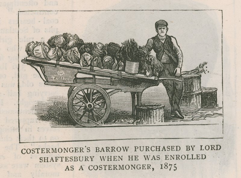 Carretilla de costermonger comprada por Lord Shaftesbury cuando fue inscrito como costermonger, 1875 de English School