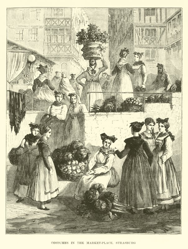 Trajes en la plaza del mercado, Estrasburgo de English School