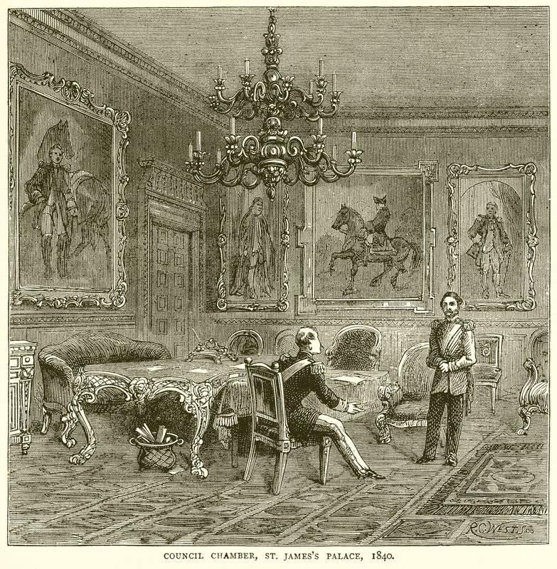 Sala del Consejo, Palacio de St. James, 1840 de English School