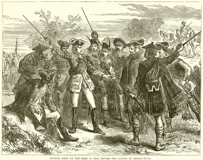 Consejo celebrado por el conde de Mar antes de la batalla de Sheriffmuir de English School