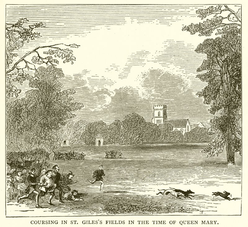 Caza en los Campos de St. Giles en la Época de la Reina María de English School