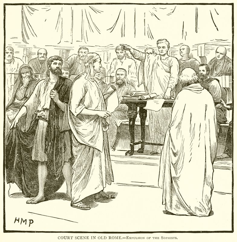 Escena de corte en la antigua Roma.--Expulsión de los sofistas de English School