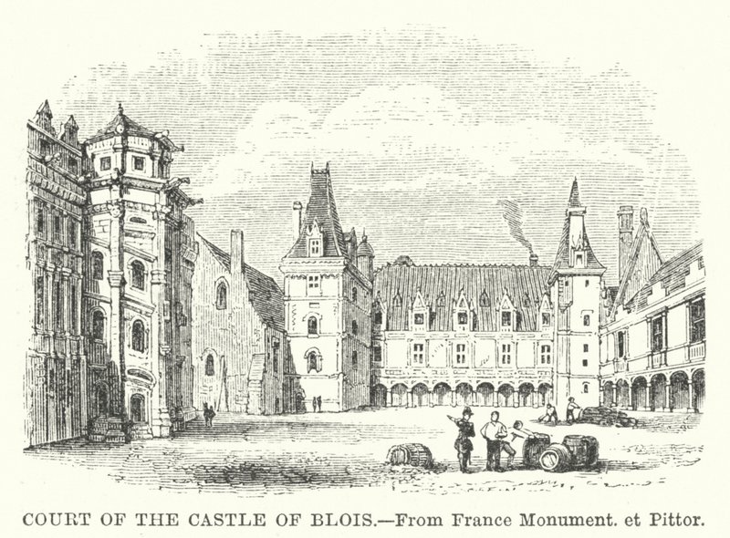Corte del castillo de Blois (grabado) de English School