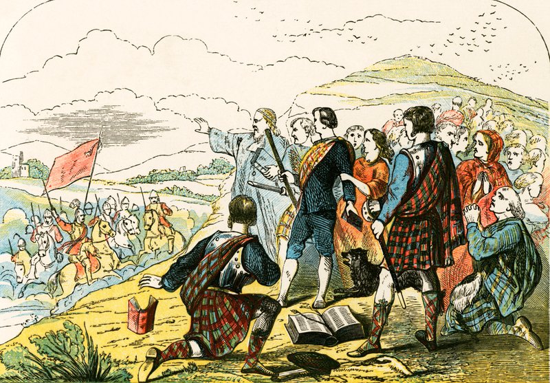 Covenanters atacados por las tropas del rey de English School