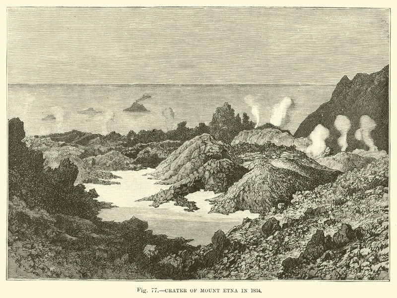 Cráter del Monte Etna en 1834 de English School