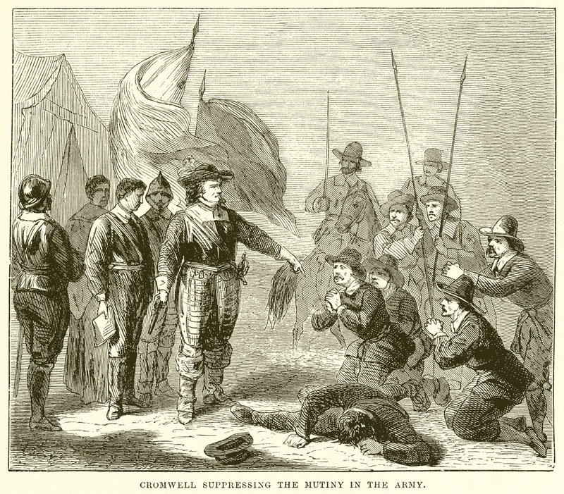 Cromwell suprimiendo el motín en el ejército de English School