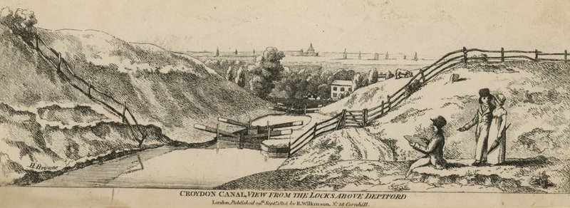 Vista del Canal de Croydon desde las esclusas sobre Deptford de English School
