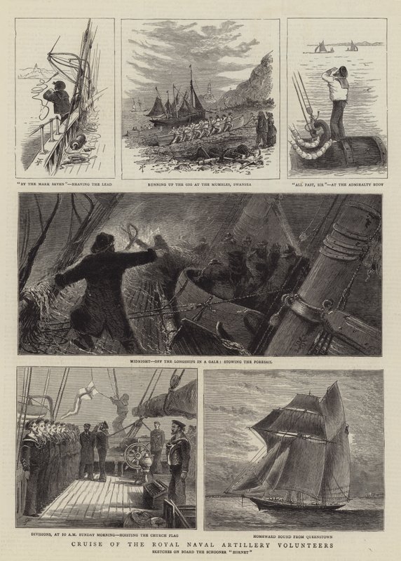Crucero de los Voluntarios de Artillería Naval Real (grabado) de English School