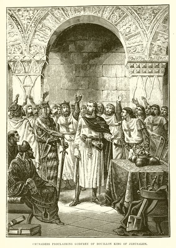Cruzados proclamando a Godofredo de Bouillon rey de Jerusalén de English School