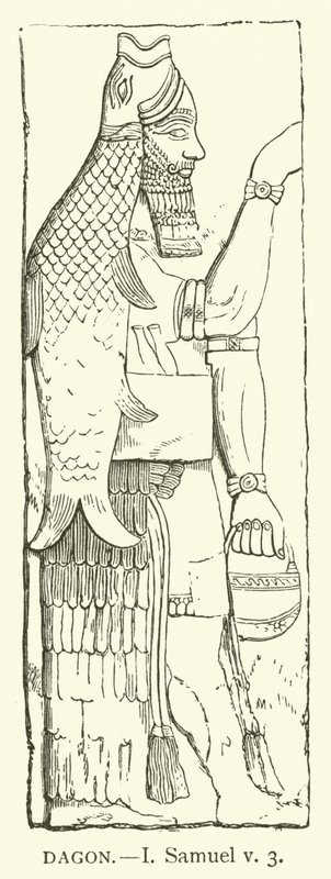 Dagón, I, Samuel, v, 3 (grabado) de English School