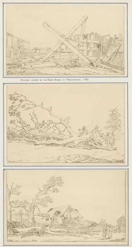 Daños causados por la Gran Tormenta en Roehampton, 1780 de English School