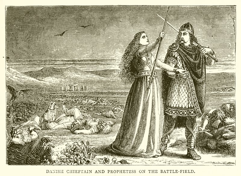 Jefe danés y profetisa en el campo de batalla de English School