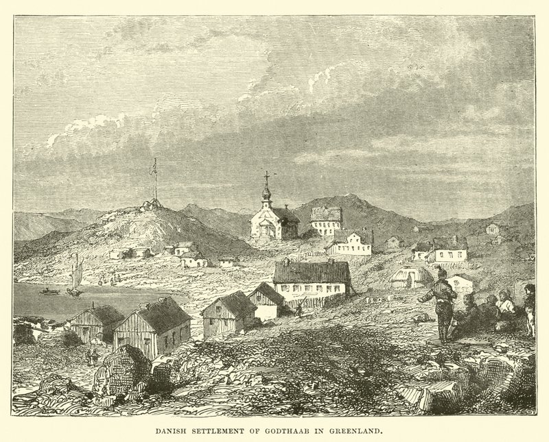 Asentamiento danés de Godthaab en Groenlandia de English School