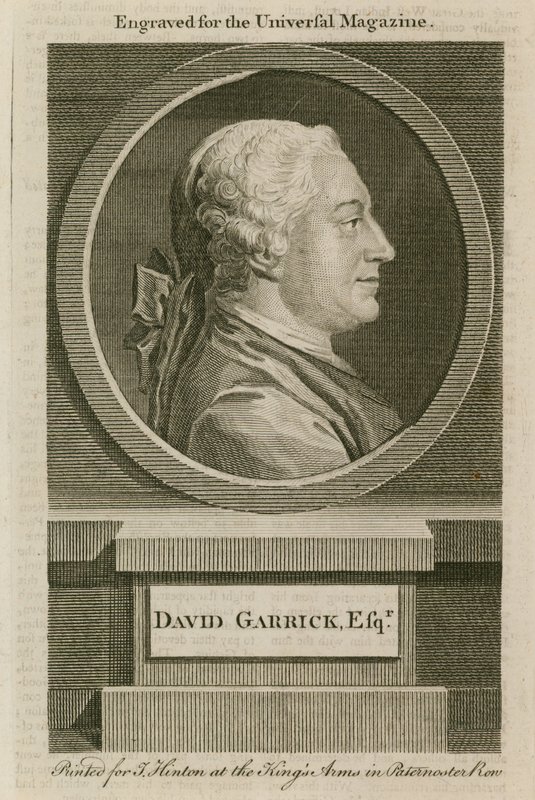 David Garrick, grabado para la Universal Magazine de English School