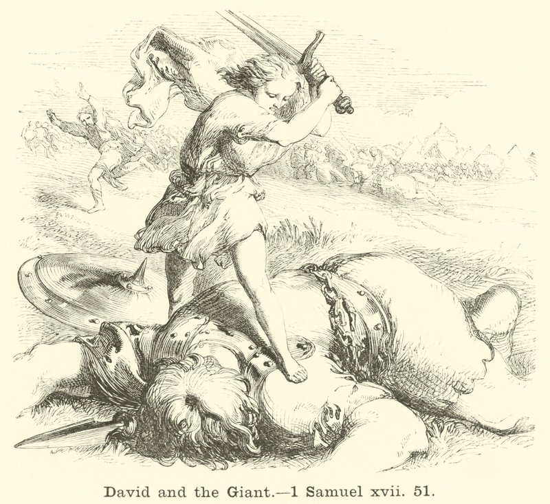 David y el gigante, 1 Samuel, xvii, 51 de English School