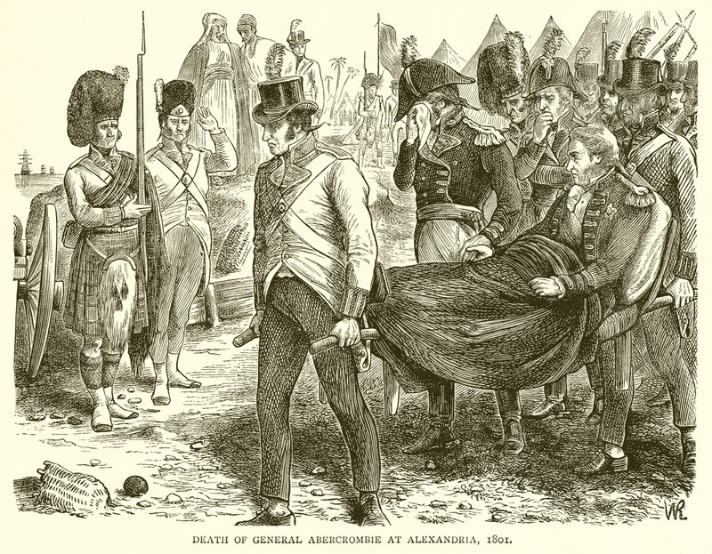 Muerte del general Abercrombie en Alejandría, 1801 de English School