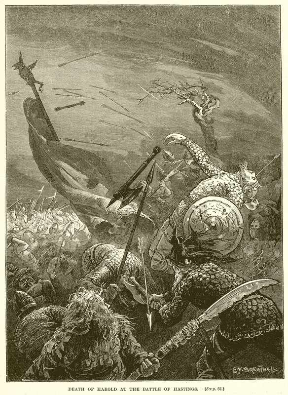 Muerte de Harold en la batalla de Hastings de English School