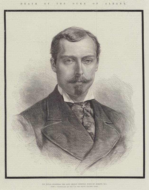 Muerte del Duque de Albany, Su Alteza Real el difunto Príncipe Leopoldo, Duque de Albany, KG (grabado) de English School