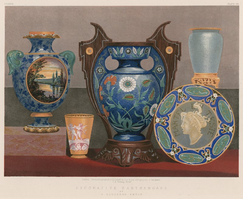 Loza decorativa por M. Rousseau, París de English School