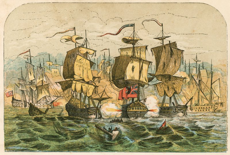 Derrota de la flota holandesa por el almirante Blake de English School