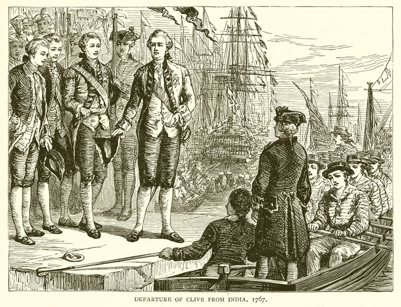 Partida de Clive de la India, 1767 de English School
