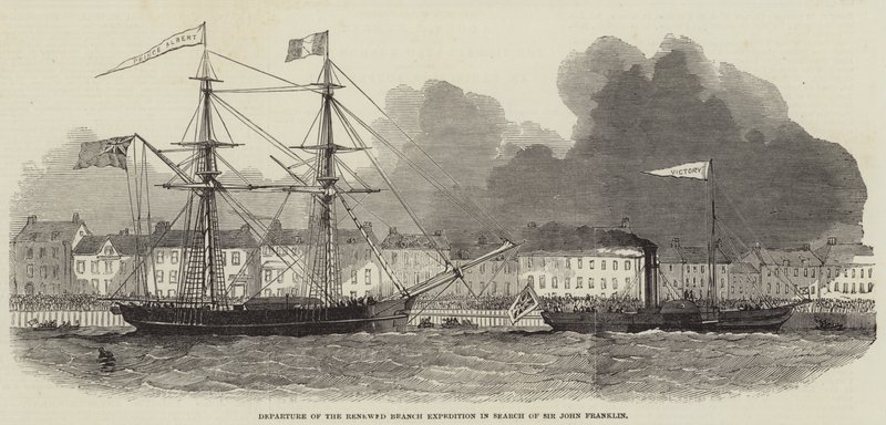 Partida de la Expedición de la Rama Renovada en busca de Sir John Franklin (grabado) de English School