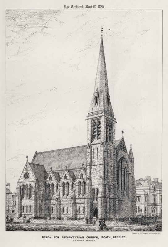Diseño para la Iglesia Presbiteriana, Roath, Cardiff (grabado) de English School