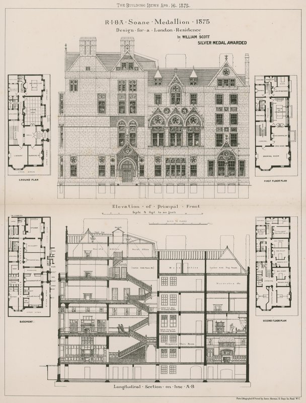 Diseño para una residencia en Londres por William Scott de English School