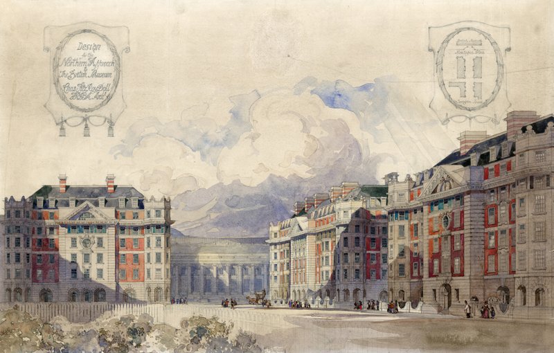 Diseño para el Enfoque Norte del Museo Británico por los arquitectos Charles Fitzroy Doll de English School