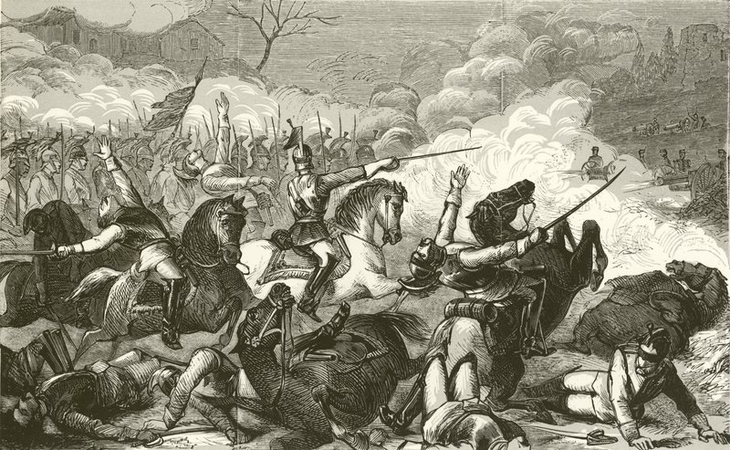Destrucción de los coraceros del Conde Bismarck por la Mitrailleuse de English School