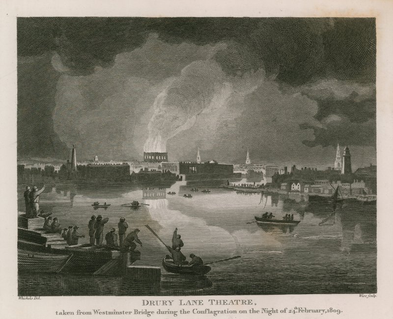 Destrucción del Teatro Drury Lane, 24 de febrero de 1809 de English School