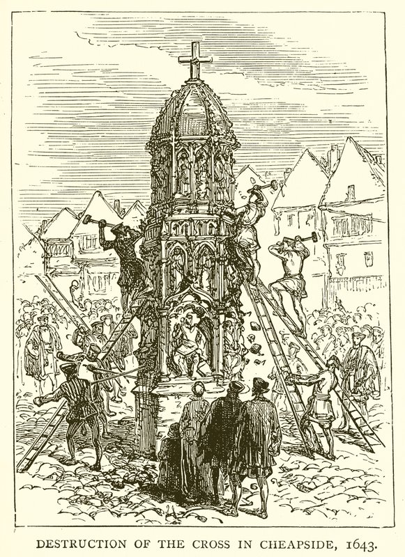 Destrucción de la Cruz en Cheapside, 1643 de English School