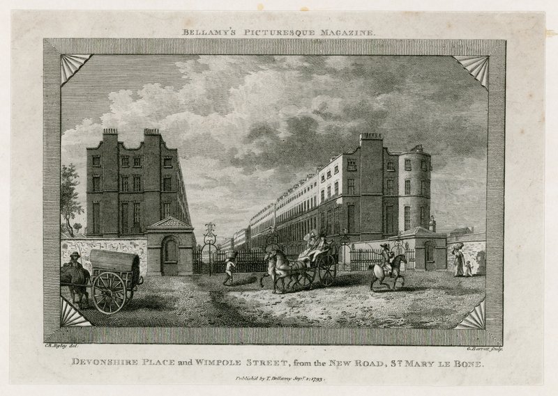 Devonshire Place y Wimpole Street desde New Road, St Marylebone de English School