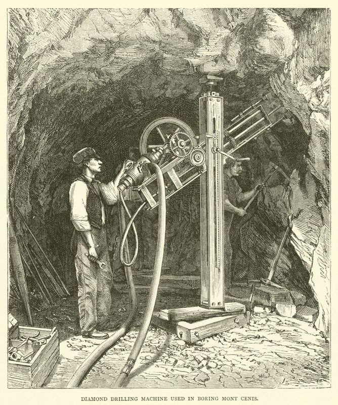 Máquina de perforación de diamante utilizada en el túnel de Mont Cenis de English School